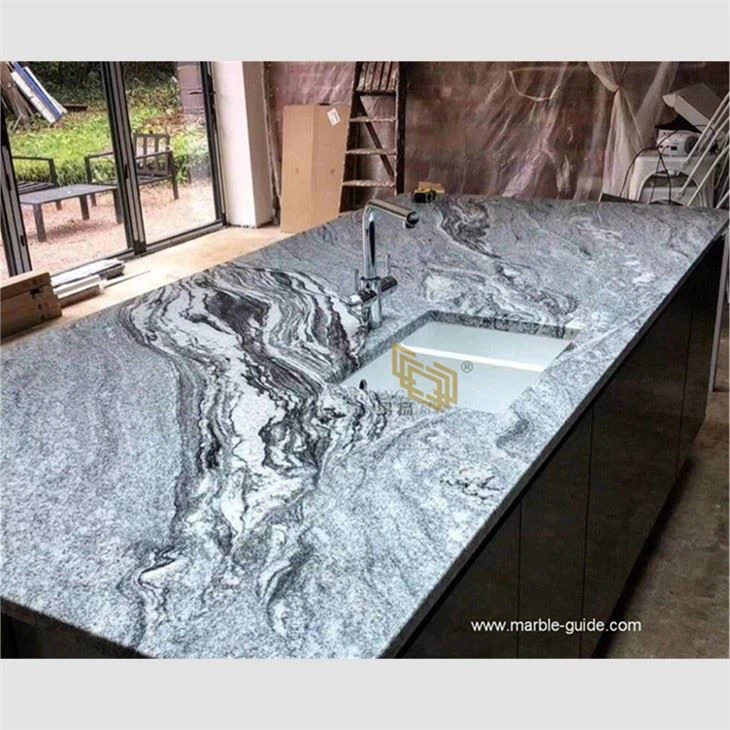 Gray Blue Granite Countertop Kitchen Island