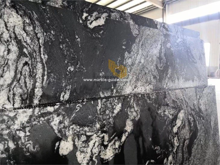 Leather Finish Black Horse Granite Slab For Countertop